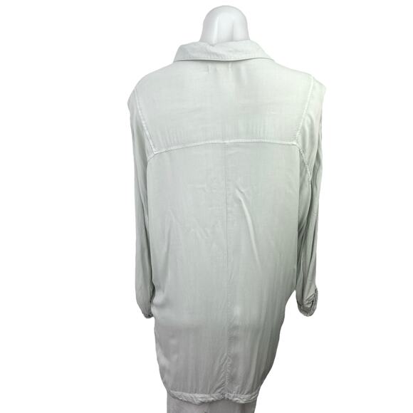 Silence + Noise White Collared V-Neck Dolman Sleeve Pockets Shirt Tunic Top Sz M - Picture 2 of 4